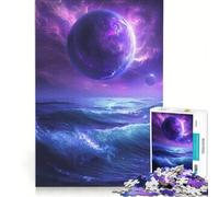Rompecabezas para Adolescentes 1000 Piezas Planeta Morado y océano Juguetes para armar decoración para el hogar Toda la Familia 38x26cm
