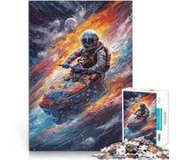 Rompecabezas para Adolescentes 1000 Piezas Planetas de astronautas en Moto acuática Regalos de Juegos desafiantes Una Obra de Arte 52x38cm