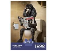 Rompecabezas para Adolescentes 1000 Piezas Poodle on The Toilet Rompecabezas para Adultos Juguetes Antiestrés Patrón De Montaje Oferta como Regalo para Toda La Familia 38x26cm/1000pcs