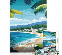 Rompecabezas para Adolescentes 1000 Piezas póster de Montego Bay Jamaica Juguetes antiestrés Regalos de cumpleaños Juego práctico Lista de Deseos con Papá Noel tamaño 38x26cm