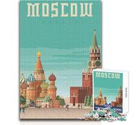 Rompecabezas para Adolescentes, 1000 Piezas, póster de Viaje a Moscú, diversión Familiar y Noche de Juegos, Juguete Decorativo Pared, tamaño 38x26cm