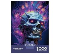 Rompecabezas para Adolescentes 1000 Piezas Psychedelic Skull Art Print Rompecabezas para Adultos Juego De Ingenio Difícil Difícil Regalos para Reducir El Estrés 38x26cm/1000pcs