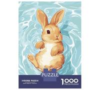 Rompecabezas para Adolescentes 1000 Piezas Rabbit Swimming in Water Illustration Rompecabezas para Adultos Juguete Decoración De Pared Corte De Precisión Ayuda A Ejercitar El Cerebro 70x50cm/1000pcs
