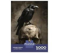 Rompecabezas para Adolescentes 1000 Piezas Raven Sitting On Skull Rompecabezas para Adultos Juguete Decoración De Pared Corte De Precisión Ayuda A Ejercitar El Cerebro 38x26cm/1000pcs