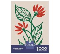Rompecabezas para Adolescentes 1000 Piezas Red Flowers and Green Leaves Rompecabezas para Adultos Juegos Relajantes Desafío Difícil Interacción Entre Padres E Hijos 70x50cm/1000pcs