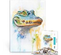 Rompecabezas para Adolescentes 1000 Piezas Retrato de caimán en Acuarela Juego Educativo Familiar Gran Regalo para Juegos 75x50cm