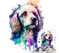 Rompecabezas para Adolescentes 1000 Piezas Retrato de caniche en Acuarela Juguetes para Hacer tú Mismo Ideas de Regalos Juego Educativo con póster a Juego y Hoja de Trivia tamaño 38x52cm