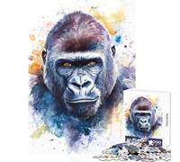 Rompecabezas para Adolescentes 1000 Piezas Retrato de Gorila en Acuarela decoración del hogar Juguetes Regalo Divertido Juego práctico Interesante reducción del estrés tamaño 50x75cm