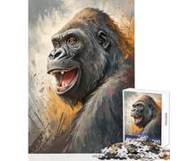 Rompecabezas para Adolescentes 1000 Piezas Retrato de Gorila Sonriente decoración del hogar Juguetes Regalo de cumpleaños para Juegos educativos Actividades Divertidas en casa tamaño 50x75cm
