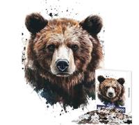 Rompecabezas para Adolescentes 1000 Piezas Retrato de Oso en Acuarela Juguetes para Hacer tú Mismo Grandes Regalos y Juguetes Juegos Familiares Mejora el Amor en Pareja tamaño 50x75cm