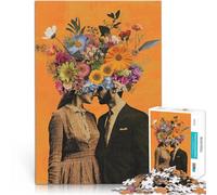 Rompecabezas para Adolescentes 1000 Piezas Retrato Floral de Pareja Juguetes de Entretenimiento Familiar Buen Regalo 38x26cm