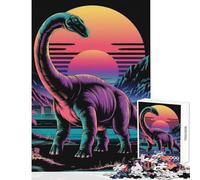 Rompecabezas para Adolescentes 1000 Piezas Retro Vaporwave Dinosaurio Atardecer Juguete Educativo Ideas de Regalo Juego Educativo Mejora el Amor Entre Parejas tamaño 38x52cm