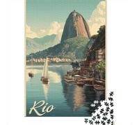 Rompecabezas para Adolescentes 1000 Piezas Rio De Janeiro Travel Poster Rompecabezas para Adultos Juego De Ingenio Difícil Difícil Regalos para Reducir El Estrés 52x38cm/1000pcs