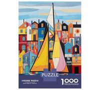 Rompecabezas para Adolescentes 1000 Piezas Sailboat in The Harbor Rompecabezas para Adultos Juegos Relajantes Desafío Difícil Interacción Entre Padres E Hijos 70x50cm/1000pcs