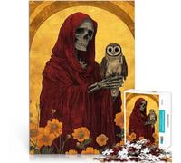Rompecabezas para Adolescentes 1000 Piezas Santa Muerte con Búho Reducción del estrés Interesante Regalo de cumpleaños, Regalos 52x38cm