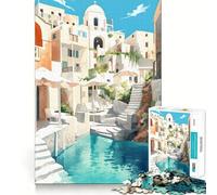Rompecabezas para Adolescentes 1000 Piezas Santorini Grecia Viajes Corte preciso Divertido Creativo Juego Mental Relajante Tiempo de diversión Arte (38x26cm)