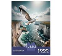 Rompecabezas para Adolescentes 1000 Piezas Seagull Flying Over Ocean Cliffs Rompecabezas para Adultos Juegos Relajantes Desafío Difícil Interacción Entre Padres E Hijos 70x50cm/1000pcs