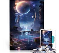 Rompecabezas para Adolescentes 1000 Piezas Serenidad del Espacio Lago Difícil y desafío Decoración de Pared cumpleaños y Navidad 38x26cm