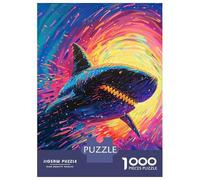 Rompecabezas para Adolescentes 1000 Piezas Shark in Neon Galaxy Rompecabezas para Adultos Juegos De Relajación Corte De Precisión Oferta como Regalo para Toda La Familia 70x50cm/1000pcs