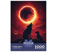 Rompecabezas para Adolescentes 1000 Piezas Silhouette Wolf Sunset Rompecabezas para Adultos Juguete Decoración De Pared Corte De Precisión Ayuda A Ejercitar El Cerebro 38x26cm/1000pcs