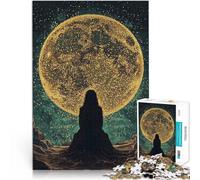 Rompecabezas para Adolescentes 1000 Piezas Silueta bajo una Luna Gigante Montaje de Patrones Decoración hogar 38x26cm