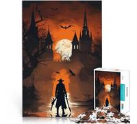 Rompecabezas para Adolescentes 1000 Piezas Silueta de Castillo gótico Difícil y desafío Decoración de Pared cumpleaños y Navidad 38x26cm