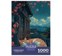 Rompecabezas para Adolescentes 1000 Piezas Sleeping Cat in Japanese Garden Rompecabezas para Adultos Juegos Familiares Análisis Y Lógica para Cumpleaños, Navidad 70x50cm/1000pcs