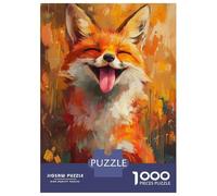 Rompecabezas para Adolescentes 1000 Piezas Smiling Happy Fox Painting Rompecabezas para Adultos Juegos De Relajación Corte De Precisión Oferta como Regalo para Toda La Familia 52x38cm/1000pcs