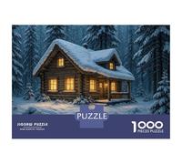 Rompecabezas para Adolescentes 1000 Piezas Snowy Cabin in Winter Forest Rompecabezas para Adultos Juegos Relajantes Análisis Y Lógica para Cumpleaños, Navidad 70x50cm/1000pcs
