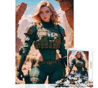 Rompecabezas para Adolescentes 1000 Piezas Soldado en el Desierto Juguete para decoración de Pared Obra de Arte Regalo Juego Familiar interacción Entre Padres e Hijos tamaño 50x75cm