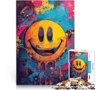 Rompecabezas para Adolescentes 1000 Piezas Sonrisa Loca Cara Colorida Regalos de Juegos desafiantes decoración de Pared 75x50cm
