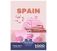 Rompecabezas para Adolescentes 1000 Piezas Spain, Ibiza Travel Poster Rompecabezas para Adultos Juegos Relajantes Desafío Difícil Interacción Entre Padres E Hijos 38x26cm/1000pcs
