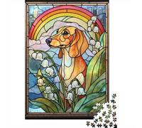 Rompecabezas para Adolescentes 1000 Piezas Stained Glass Dog Art Rompecabezas para Adolescentes Juegos Relajantes Decoración Interacción Entre Padres E Hijos 38x26cm/1000pcs