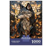 Rompecabezas para Adolescentes 1000 Piezas Stained Glass Wolf Rompecabezas para Adultos Juegos Familiares Análisis Y Lógica para Cumpleaños, Navidad 70x50cm/1000pcs