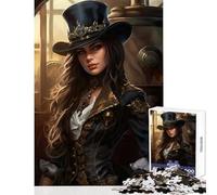 Rompecabezas para Adolescentes 1000 Piezas Steampunk Girl Juguetes DIY Ideas de Regalos Juego Educativo con póster a Juego y Hoja de Trivia tamaño 38x52cm