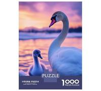 Rompecabezas para Adolescentes 1000 Piezas Swan and Cygnet at Sunset Rompecabezas para Adultos Juegos Familiares Análisis Y Lógica para Cumpleaños, Navidad 70x50cm/1000pcs