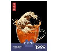 Rompecabezas para Adolescentes 1000 Piezas Tea Cup The Great Wave Rompecabezas para Adultos Juegos Relajantes Regalo De Cumpleaños para Cumpleaños, Navidad 70x50cm/1000pcs