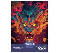 Rompecabezas para Adolescentes 1000 Piezas Tiger Wall Art Print Rompecabezas para Adultos Juegos Relajantes Desafío Difícil Interacción Entre Padres E Hijos 52x38cm/1000pcs