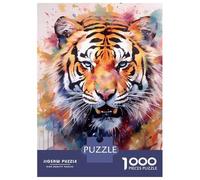 Rompecabezas para Adolescentes 1000 Piezas Tiger Watercolor Rompecabezas para Adultos Juegos Relajantes Mejora La Memoria Difícil Y Desafiante 38x26cm/1000pcs
