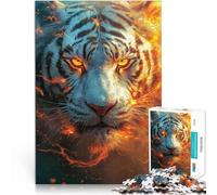 Rompecabezas para Adolescentes 1000 Piezas Tigre Blanco ardiente Competición de Velocidad de Manos Mejorar el Amor Entre Parejas 52x38cm