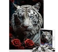 Rompecabezas para Adolescentes 1000 Piezas Tigre Blanco Juguete decoración de Pared Obra de Arte Regalo Juego Familiar interacción Entre Padres e Hijos tamaño 38x52cm