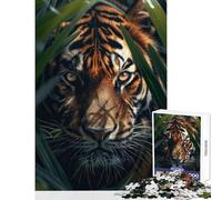 Rompecabezas para Adolescentes 1000 Piezas Tigre depredador Juguete decoración de Pared Obra de Arte Regalo Juego Familiar interacción Entre Padres e Hijos tamaño 38x52cm