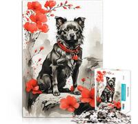 Rompecabezas para Adolescentes 1000 Piezas Tinta de Perro Estilo japonés Juego de Preguntas Regalos de cumpleaños, Regalos, Arte Mural 38x26cm