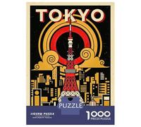 Rompecabezas para Adolescentes 1000 Piezas Tokyo Tower Cityscape Vintage Rompecabezas para Adultos Juegos Relajantes Desafío Difícil Interacción Entre Padres E Hijos 38x26cm/1000pcs