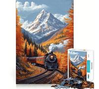 Rompecabezas para Adolescentes 1000 Piezas Tren a través de Las montañas otoñales Diseño de Corte preciso Divertido Creativo para ejercitar la Mente Relajarse y divertirse (38x26cm)
