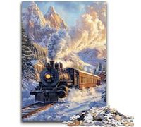 Rompecabezas para Adolescentes 1000 Piezas Tren Corriendo sobre la Nieve Ayuda al Cerebro a ejercitar Juguetes adictivos para Cultivar la Paciencia Adecuado para Parejas 50x75cm
