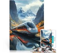 Rompecabezas para Adolescentes 1000 Piezas Tren de Alta Velocidad a través de Las montañas Juegos Divertidos Apto para Parejas 52x38cm
