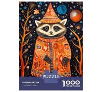 Rompecabezas para Adolescentes 1000 Piezas Tribal Animal 7 Raccoon Rompecabezas para Adultos Juegos Relajantes Regalo De Cumpleaños para Cumpleaños, Navidad 52x38cm/1000pcs