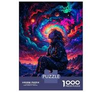 Rompecabezas para Adolescentes 1000 Piezas Tripping Neon Space Girl Rompecabezas para Adultos Juguetes Antiestrés Patrón De Montaje Oferta como Regalo para Toda La Familia 38x26cm/1000pcs