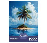 Rompecabezas para Adolescentes 1000 Piezas Tropical Island Palm Tree Painting Rompecabezas para Adultos Juguetes Antiestrés Patrón De Montaje Oferta como Regalo para Toda La Familia 70x50cm/1000pcs